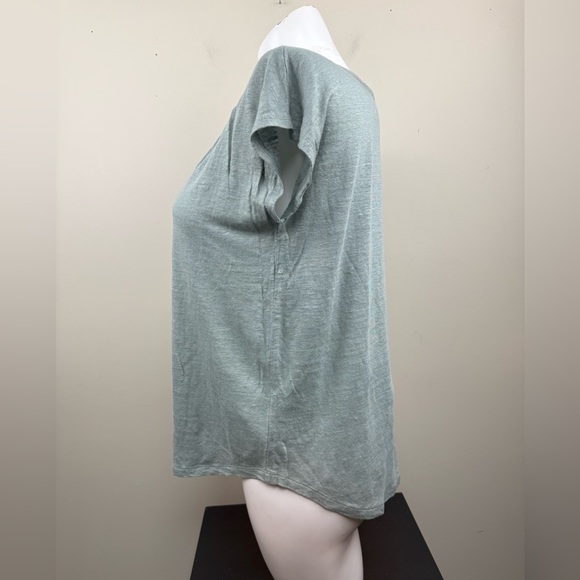 JOIE 100% linen cap sleeve Henley in  sea foam medium - Picture 5 of 10